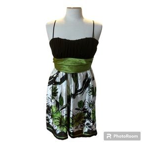 Trixxi Green and Black Satin Dress